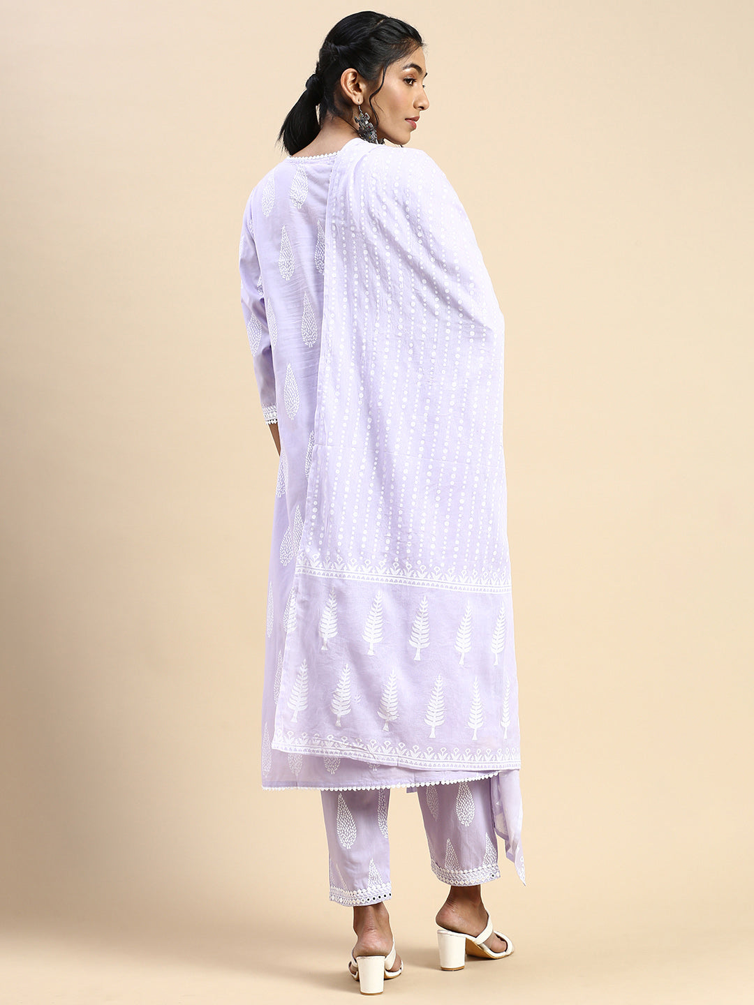 Buy Embroidered and Sequins Work Cotton Kurta Pyjama In Lavender Online :  273664 -